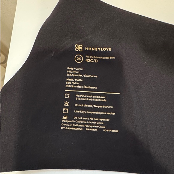 Honeylove Crossover bra, size 2X. Black. NWOT - Picture 3 of 3